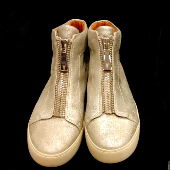 Frye Lana Zip High-Top Silver Sneaker - Picture 3 of 7